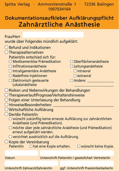 Dokumentationsaufkleber Aufklärungspflicht