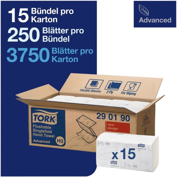 TORK® schnellauflösendes Zickzack Handtuch (V-Falz)