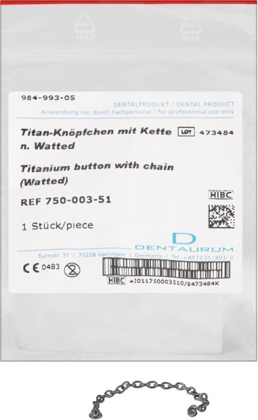 Titan-Knöpfchen mit Kette nach Watted