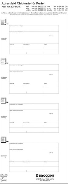 Adressfeld 730 für Chipkartenausdruck
