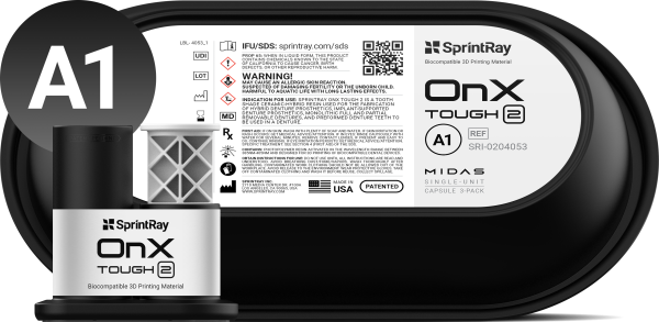 SprintRay OnX tough 2 A1 Single Unit Cap 3-Pack
