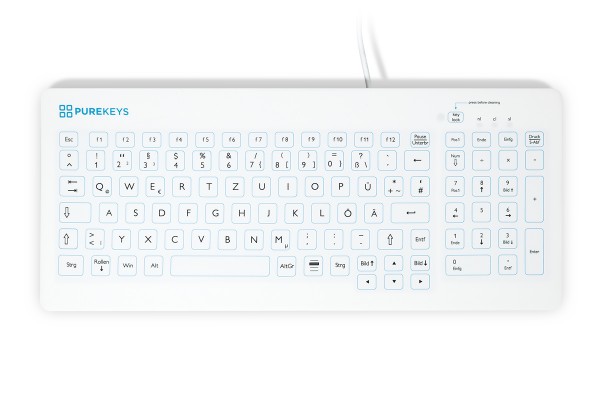 Purekeys med. Hygienetastatur Kompakt - kabelgebunden - weiß