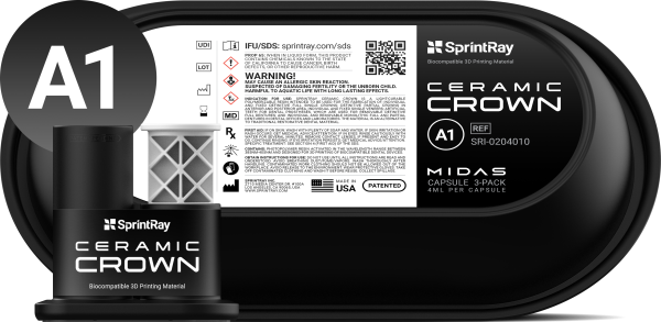 SprintRay Ceramic Crown A1 4ml Cap 3-Pack