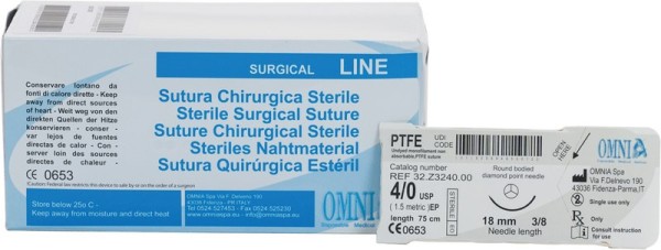 PTFE 6/0 Nahtmaterial 45cm 10mm schneid.3/8 kreisförmig Pa 12